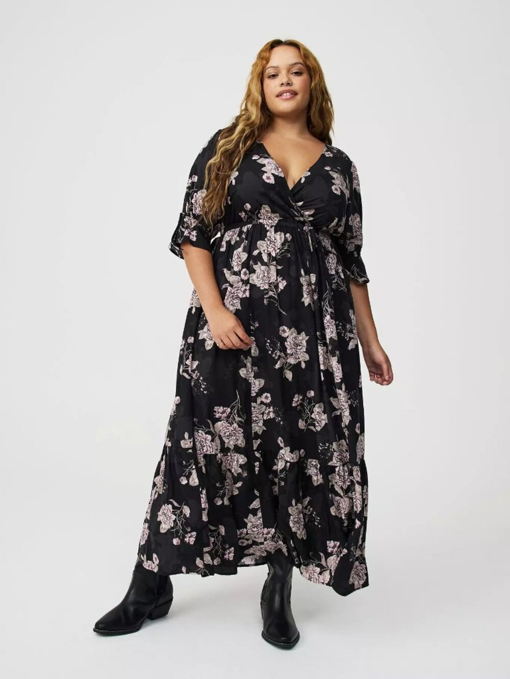 Torrid Puff Sleeve Surplice Maxi Dress
